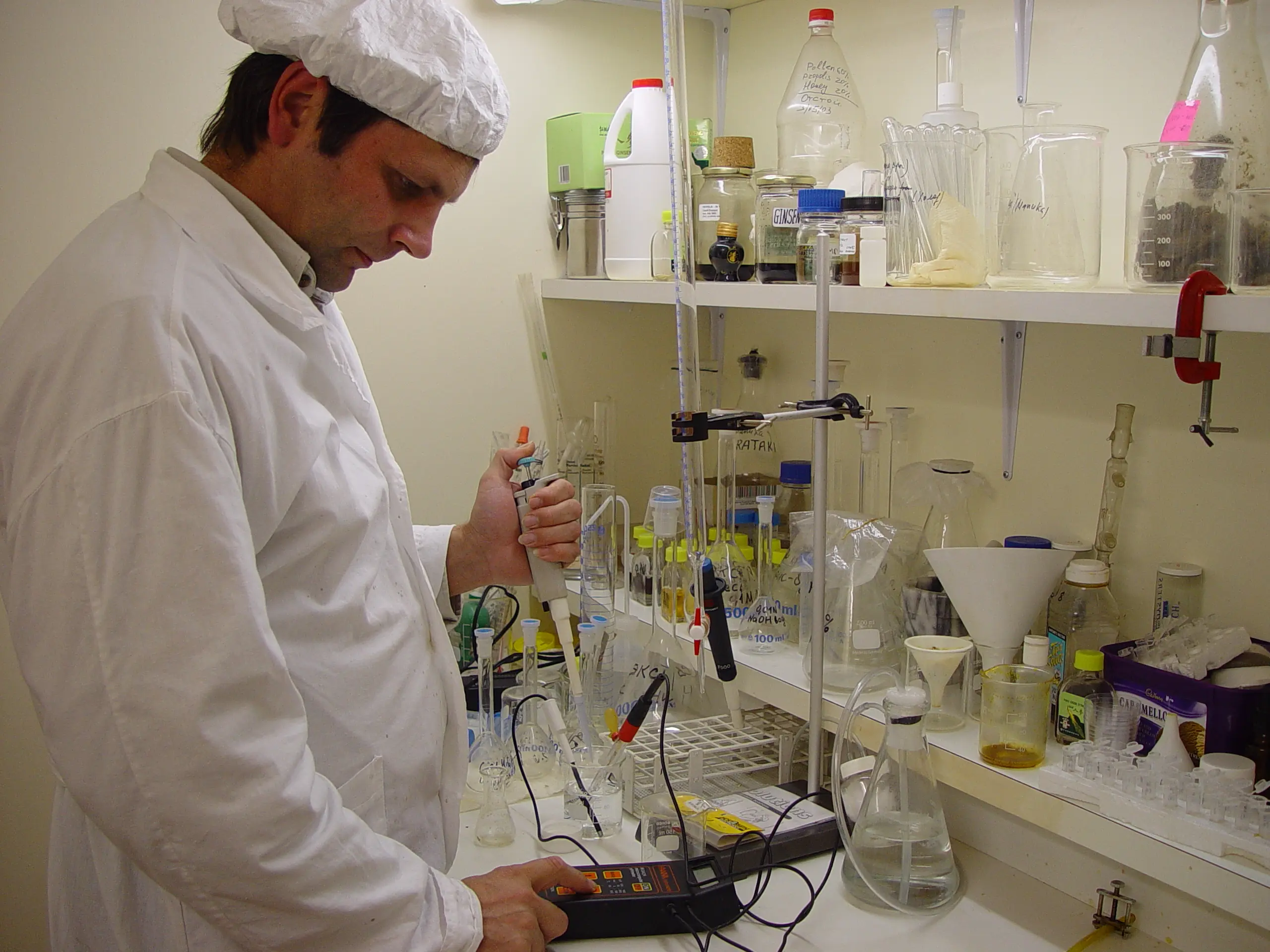 Dr. Nikolai Nikolaev, founder of ApiHealth, in the laboratory