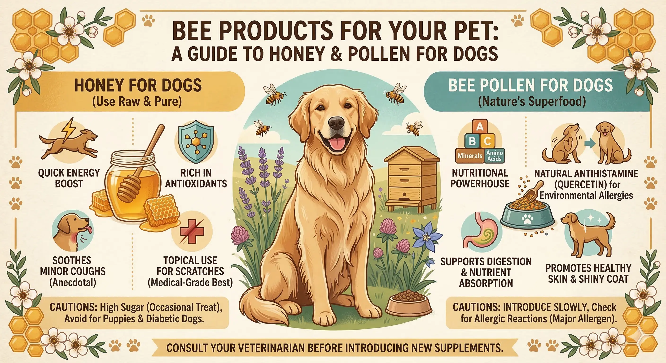 Bee Products for Pets: Honey, Propolis & Pollen for Dogs